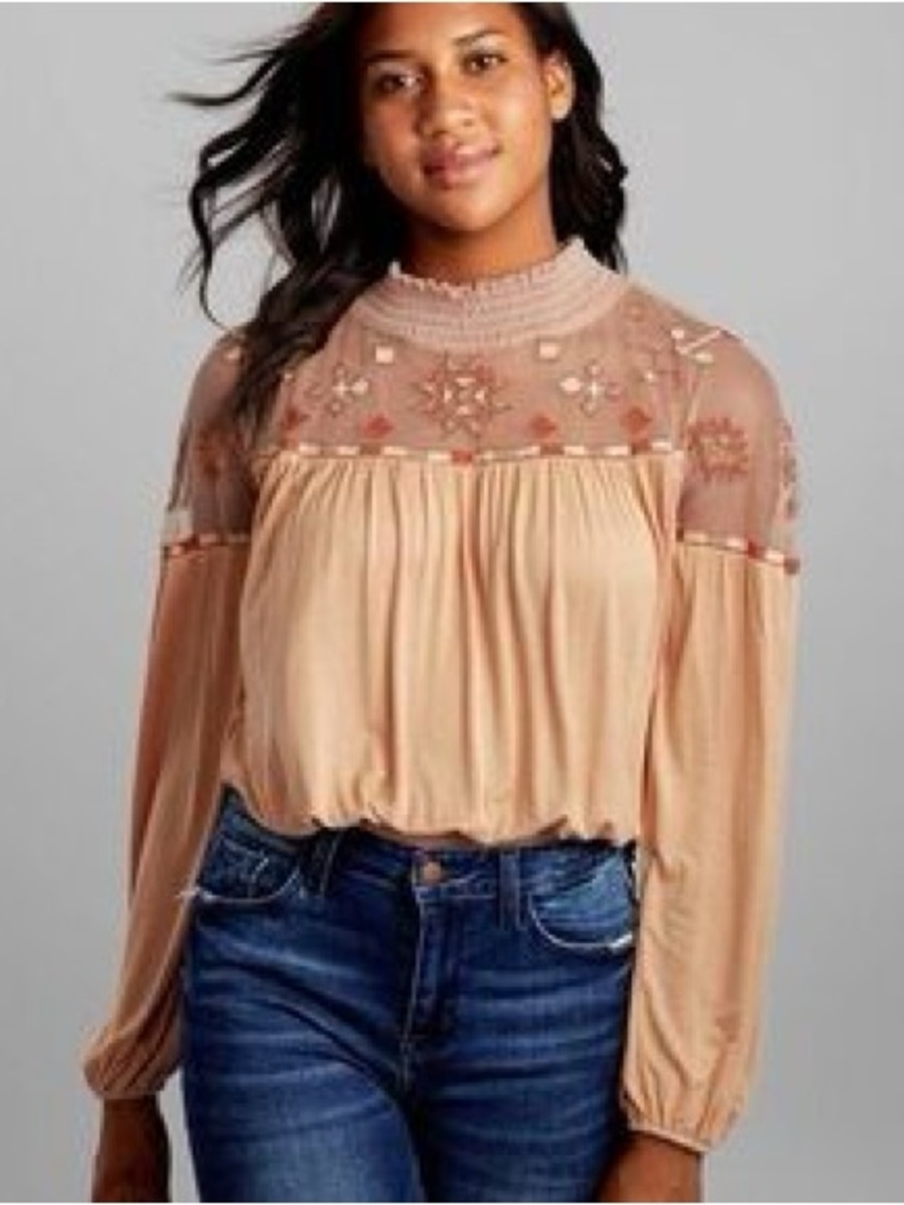 Gimmicks by BKE beige long-sleeve bodysuit